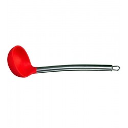 Concha 31cm Silicone Vermelho Cabo Aço Inox